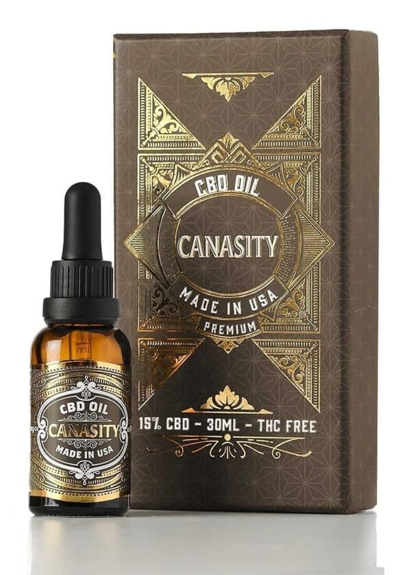 Canasity CBD Oil 15% — 1500 mg broad-spectrum, bottle and box