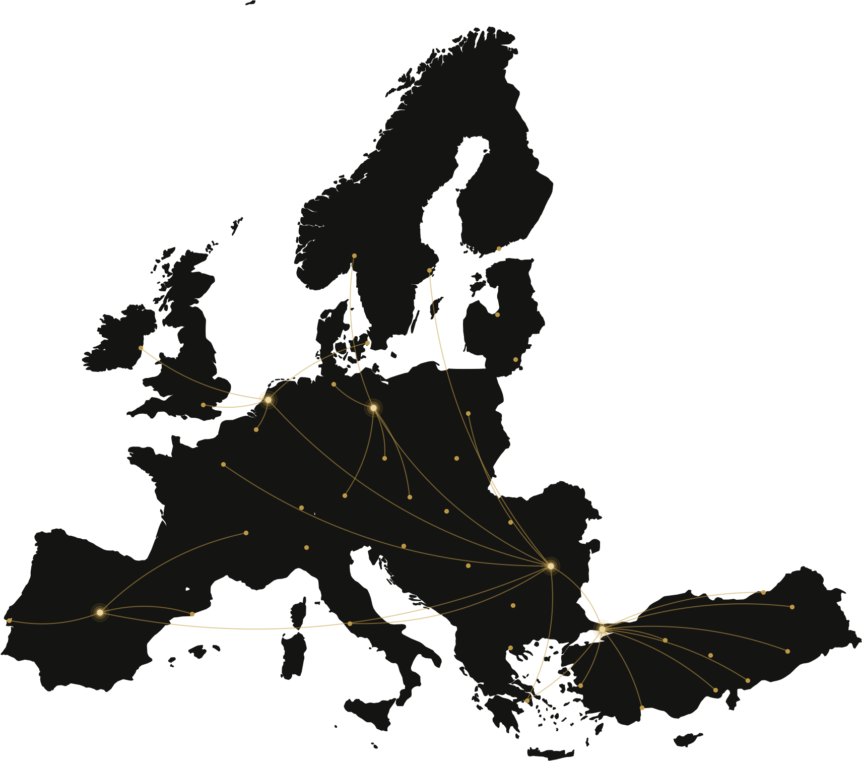 Map of Canasity shipping coverage across Europe